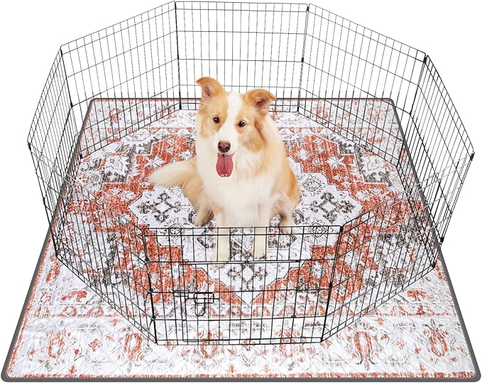 LOOBANI Washable Pee Pads for Dogs, 1 Pack Super Absorbent Reusable Puppy Pads Leakproof Dog Traning Pads, Waterproof Non-Slip Whelping Pad for Floor, Playpen, Crate, Couch-72 x72 (Red-Orange)