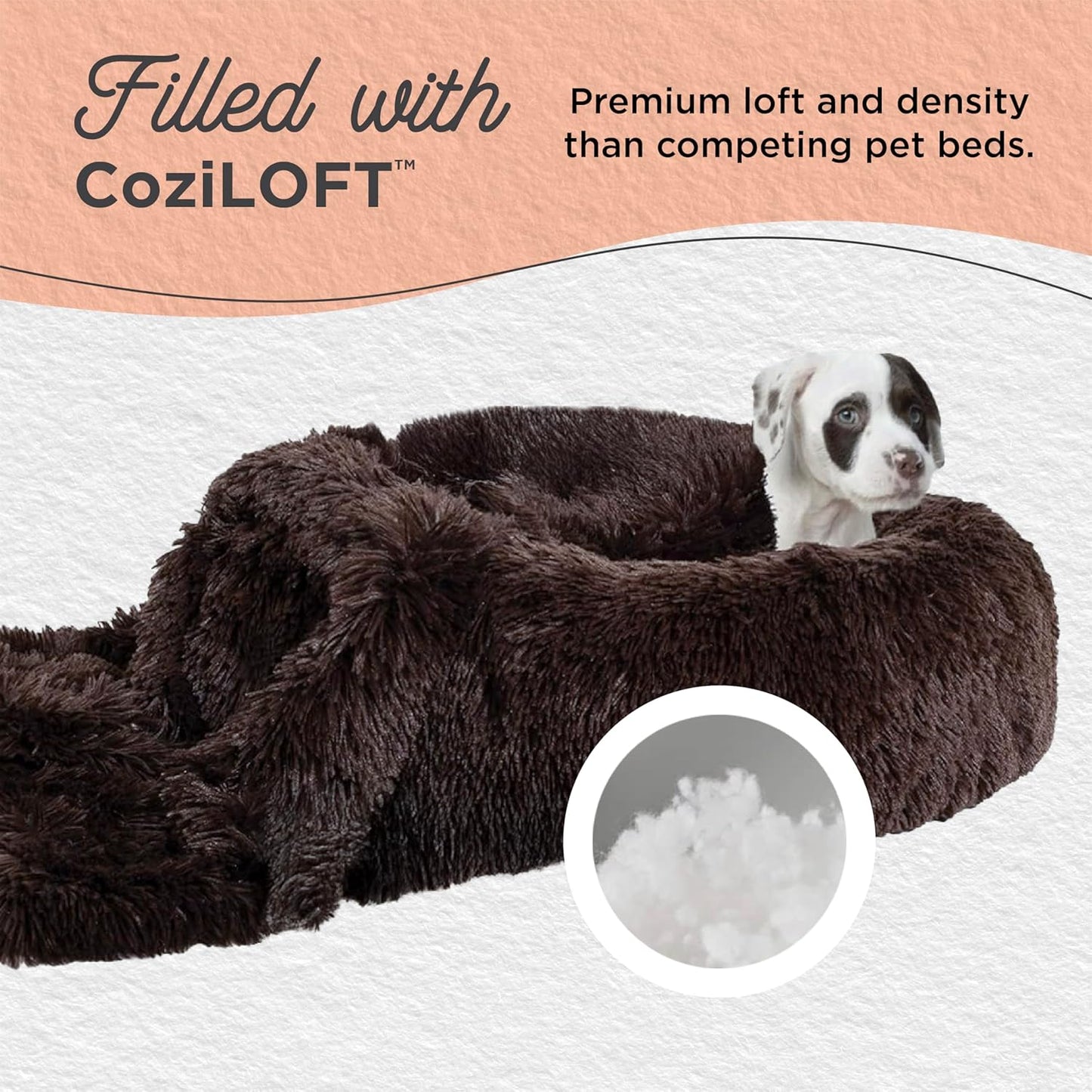 Best Friends by Sheri Bundle Set The Original Calming Shag Donut Cuddler Cat and Dog Bed + Pet Throw Blanket, Dark Chocolate, Large, 36x36