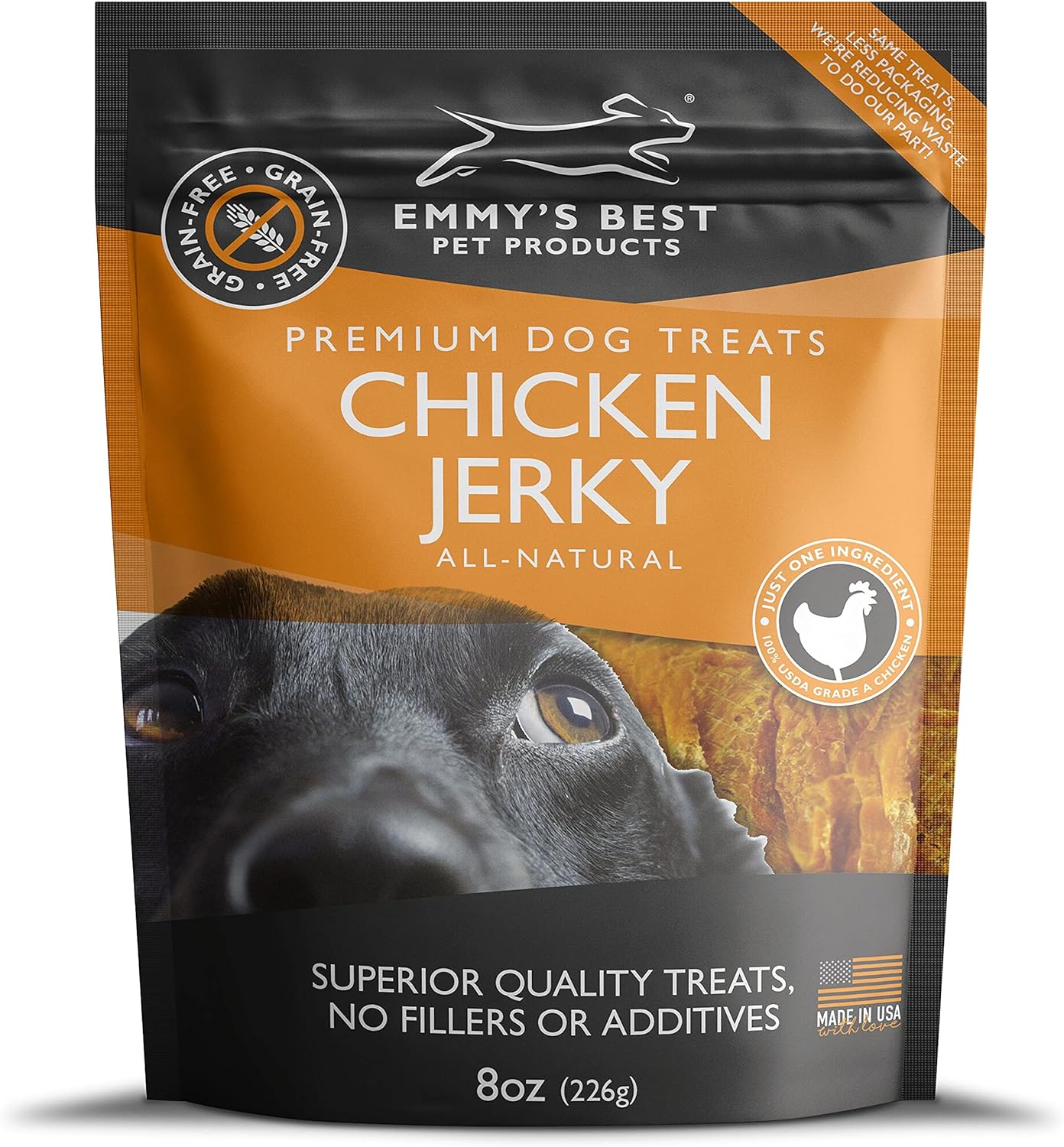 EBPP Chicken Jerky Dog Treats Made in USA - 100% Natural Jerky Treats Made with Real Chicken - Grilled Chicken Strips for Medium Dogs, Large and Small Dogs - 8oz Bag
