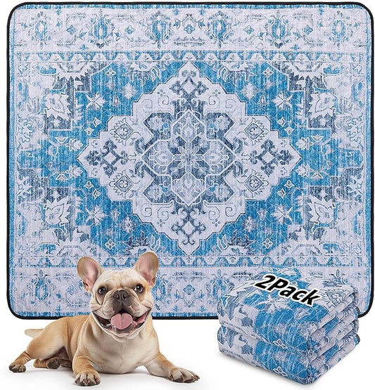 LOOBANI Washable Pee Pads for Dogs, 2 Pack Super Absorbent Reusable Puppy Pads Leakproof Dog Traning Pads, Waterproof Non-Slip Whelping Pad for Floor, Playpen, Crate, Couch-36 x41 (Blue)