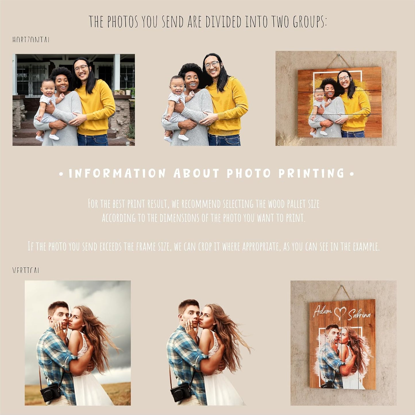 Custom Photo Printed on Wood, Personalized Wooden Picture for Wall Decor & Gifts, Rustic Home Decor, Wedding, Birthday, Valentine’s Day, Memorial, Your Photo on Wood