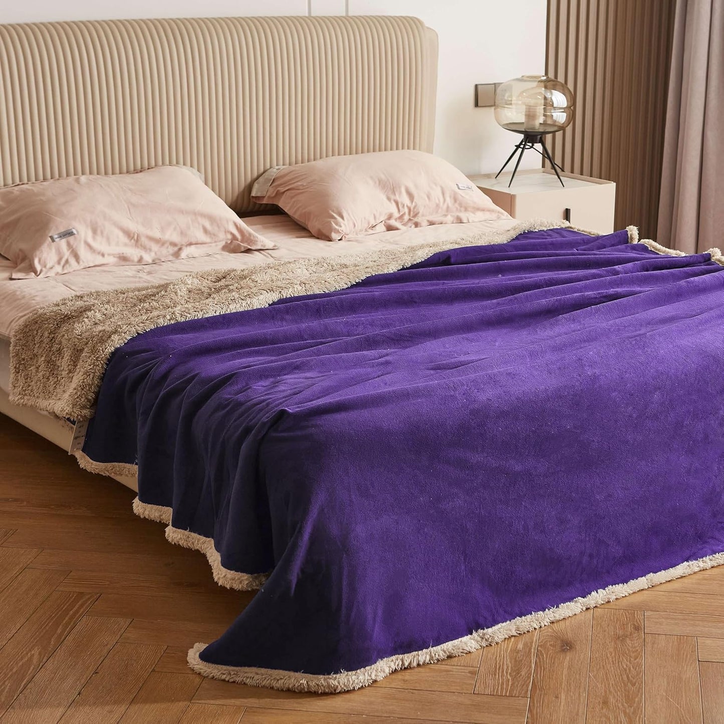 Kritter Planet Waterproof Bed Blanket for Couples, Washable Stain Proof Pad Bed Cover, Reversible Leakproof Furniture Protector, Liquid Proof Blanket for Couch Sofa, 50x60 inch, Queen Size, Purple