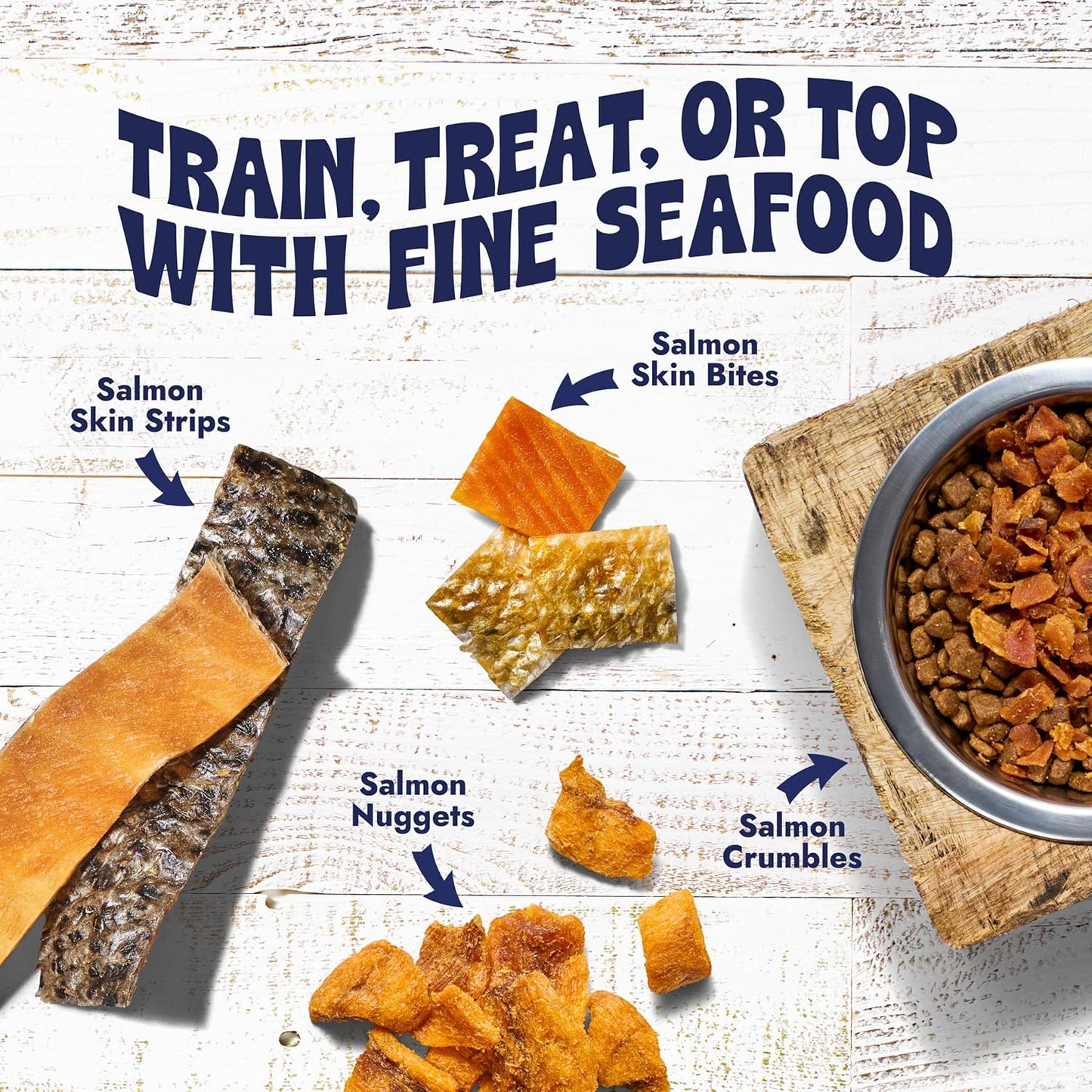 Finfare Freeze Dried Dog Treats, Salmon Skin Strips, Protein & Omega-3s, Grain Free Salmon Dog Training Treats, Crafted in USA, 2oz