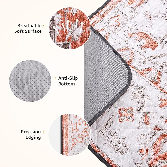 LOOBANI Washable Pee Pads for Dogs, 1 Pack Super Absorbent Reusable Puppy Pads Leakproof Dog Traning Pads, Waterproof Non-Slip Whelping Pad for Floor, Playpen, Crate, Couch-72 x72 (Red-Orange)