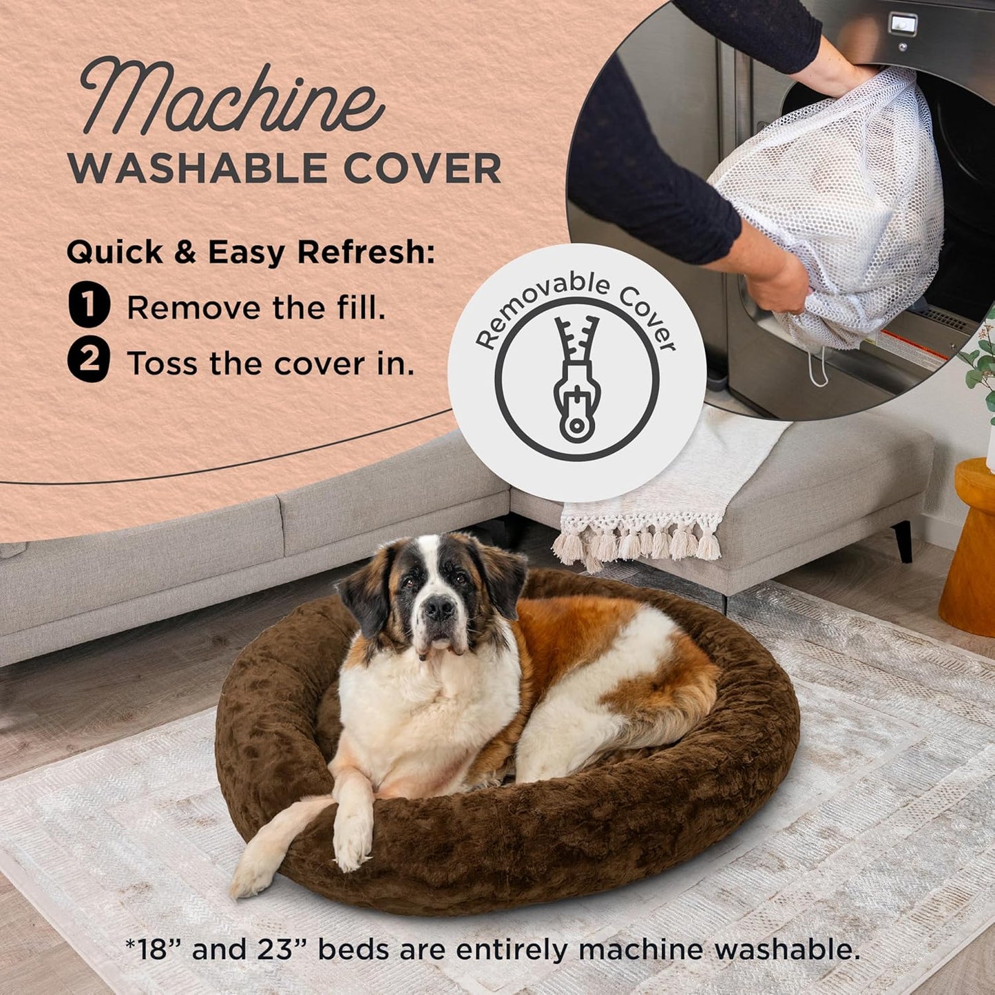 Best Friends by Sheri Bundle Set The Original Calming Lux Donut Cuddler Cat and Dog Bed + Pet Throw Blanket, Dark Chocolate, Extra Large, 45x45