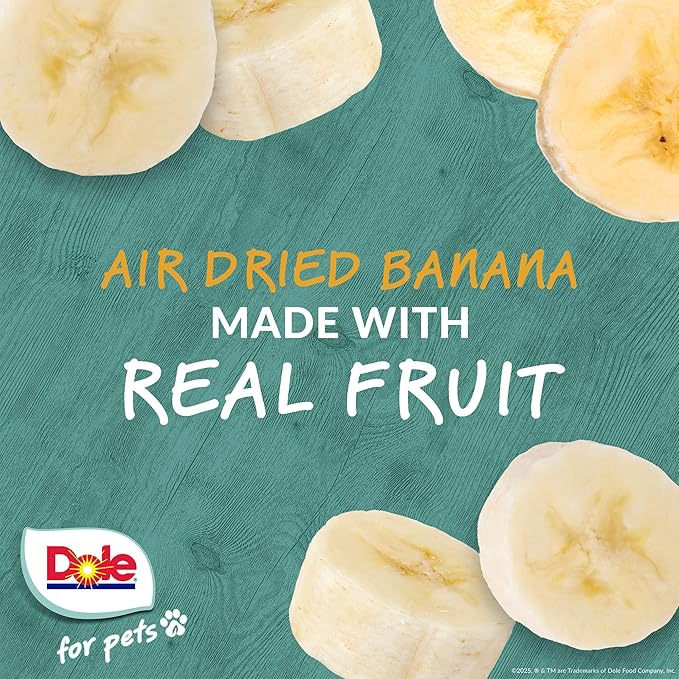 Dole for Pets Air Dried Banana Dog Treats, 6oz |Made with Real Banana, Single Ingredient, Limited Ingredient Dog Treats, No Wheat, Corn, Soy, Artificial Flavors, Colors, or Preservatives