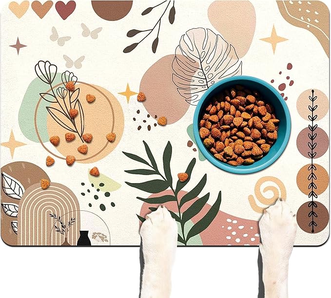 Pet Feeding Mat for Floors Waterproof Dog Mat for Food and Water Absorbent Quick Dry Non Slip mat for Cat Bowls