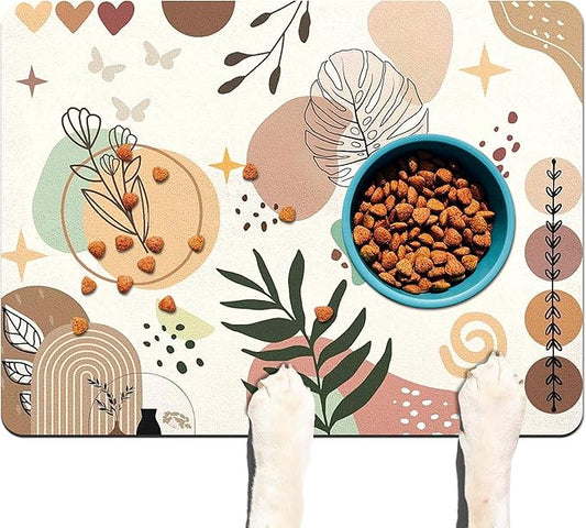 Pet Feeding Mat for Floors Waterproof Dog Mat for Food and Water Absorbent Quick Dry Non Slip mat for Cat Bowls