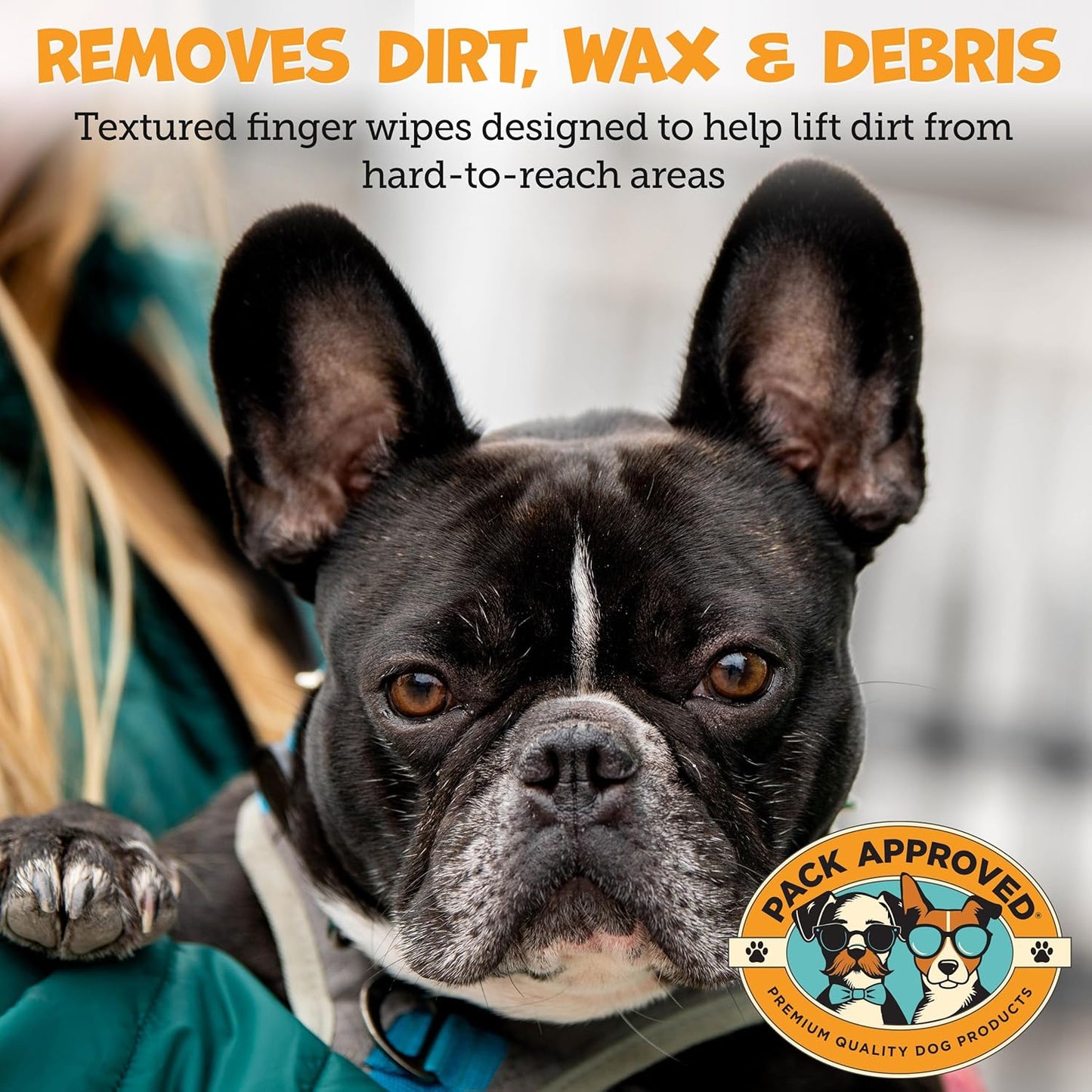 Finger Ear Wipes for Dogs with Aloe Vera and Eucalyptus - Convenient, Extra-Coverage, and Large Design Dog Ear Cleaning Wipes - Removes Wax and Freshens Ears - 50 Wipes