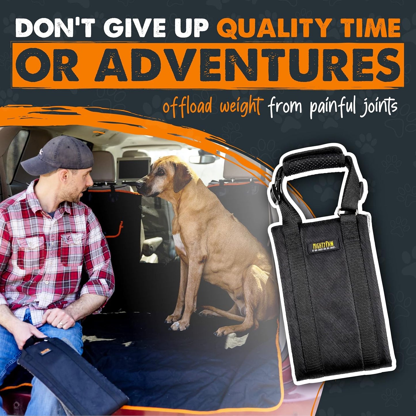 Mighty Paw Dog Lift Harness - 20-60 lbs Dog Hip and Hind Leg Support Sling - Comfortable Assistance for Elderly or Injured Pets with Hip and ACL Brace - Back Support Harness Carrying Sling - Medium