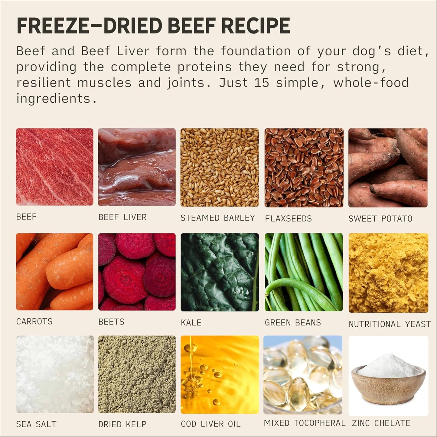 Tally's Ranch Freeze-Dried Raw Beef Dog Food – 2lb Bag – High-Protein, Vet-Formulated, All-Natural, Complete & Balanced – Made in USA – Whole Food Ingredients