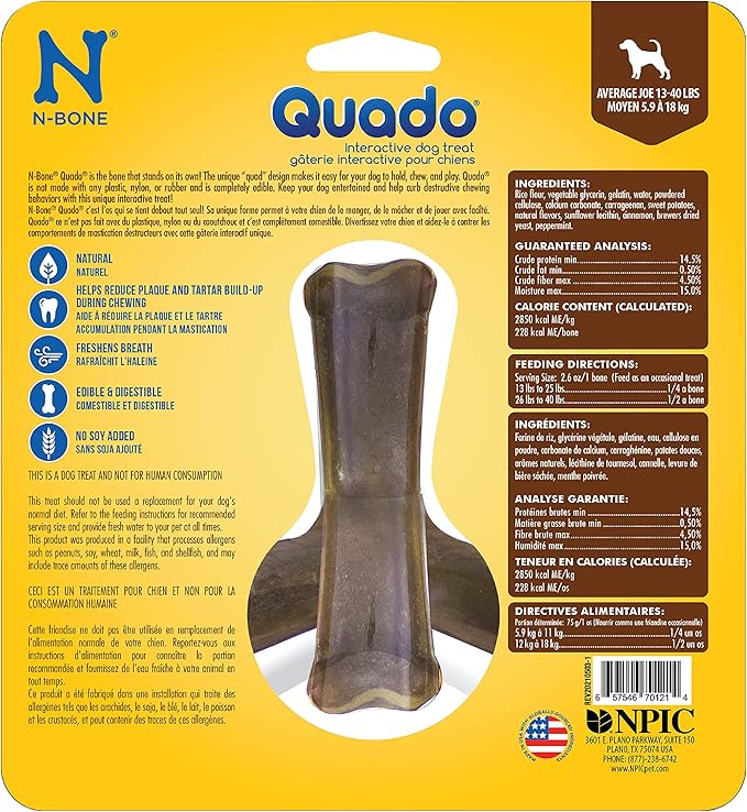 N-Bone Quado Interactive Treat, BBQ Flavor, Medium, 2.8oz