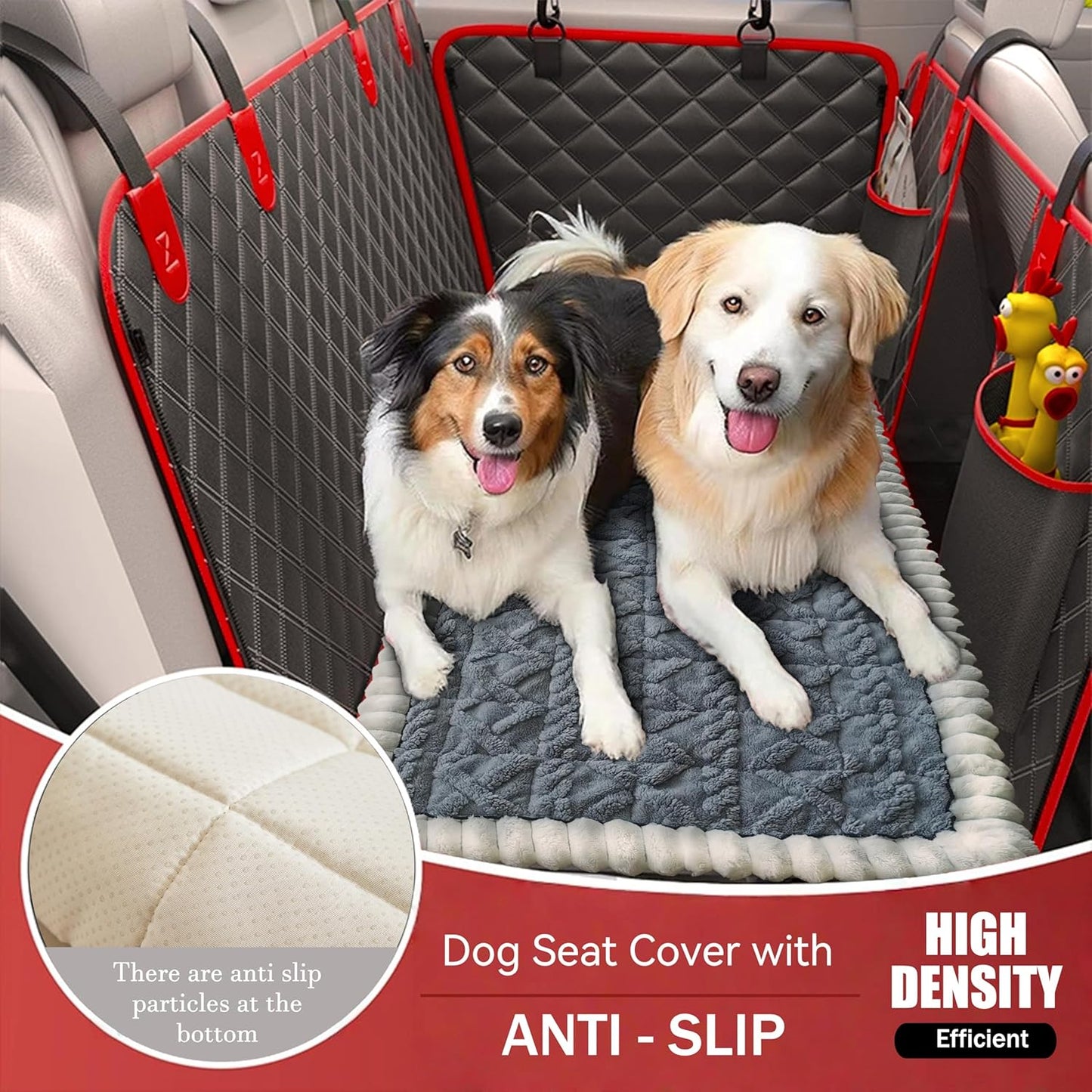 Dog Car Seat Cover for Back Seat, Big Dog Bed for Car, Suitable for Back Seat Extender for Dogs，Backseat Pet Bed Mat，Non-Slip Travel Pet Mat (White Light Gray, 24.8"x54")