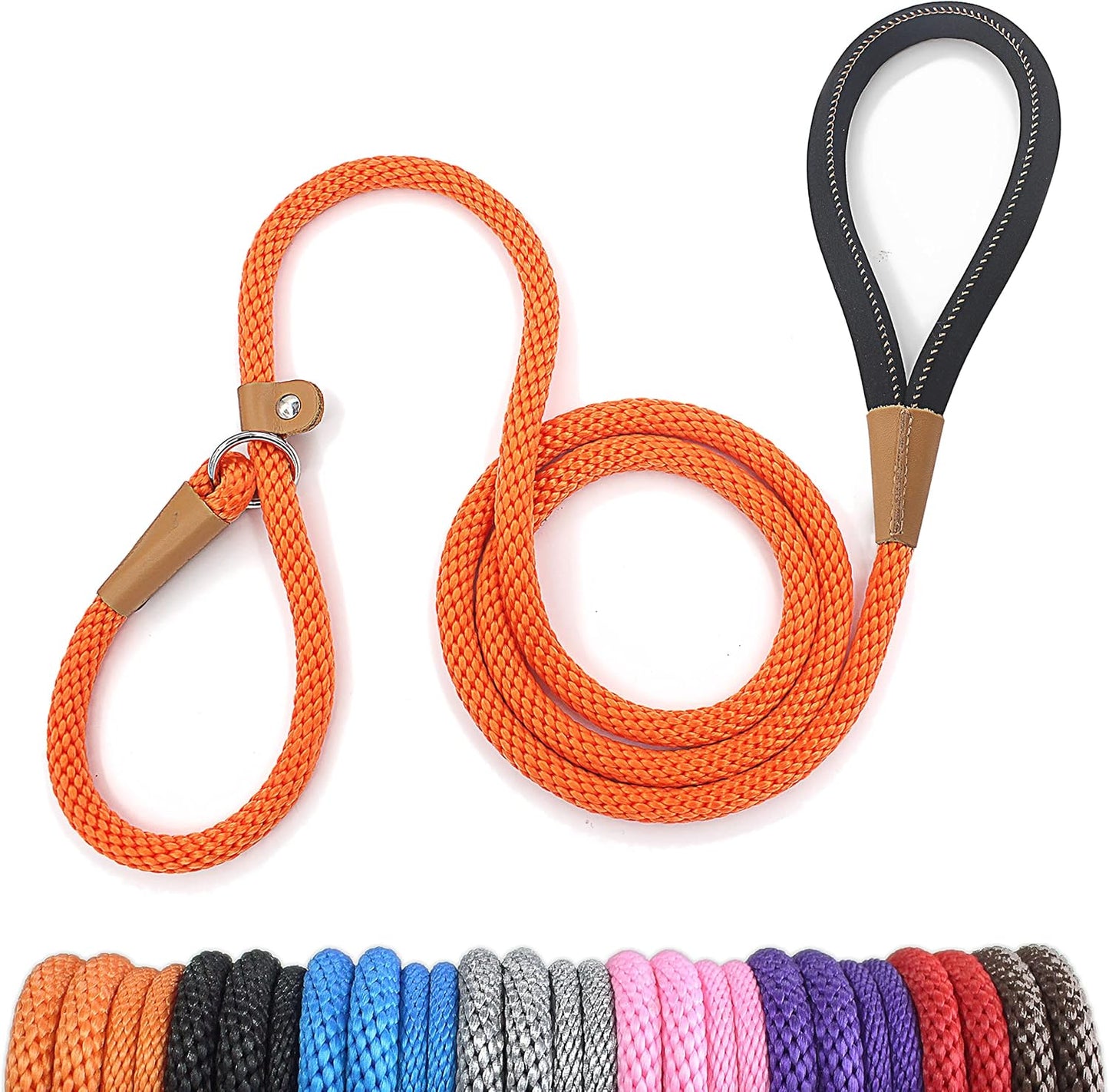lynxking 6 FT Dog Leash Slip Lead 2 Pack Strong Heavy Duty Braided Dog Training Leash No Pull Training Lead Leashes for Medium Large and Small Dogs