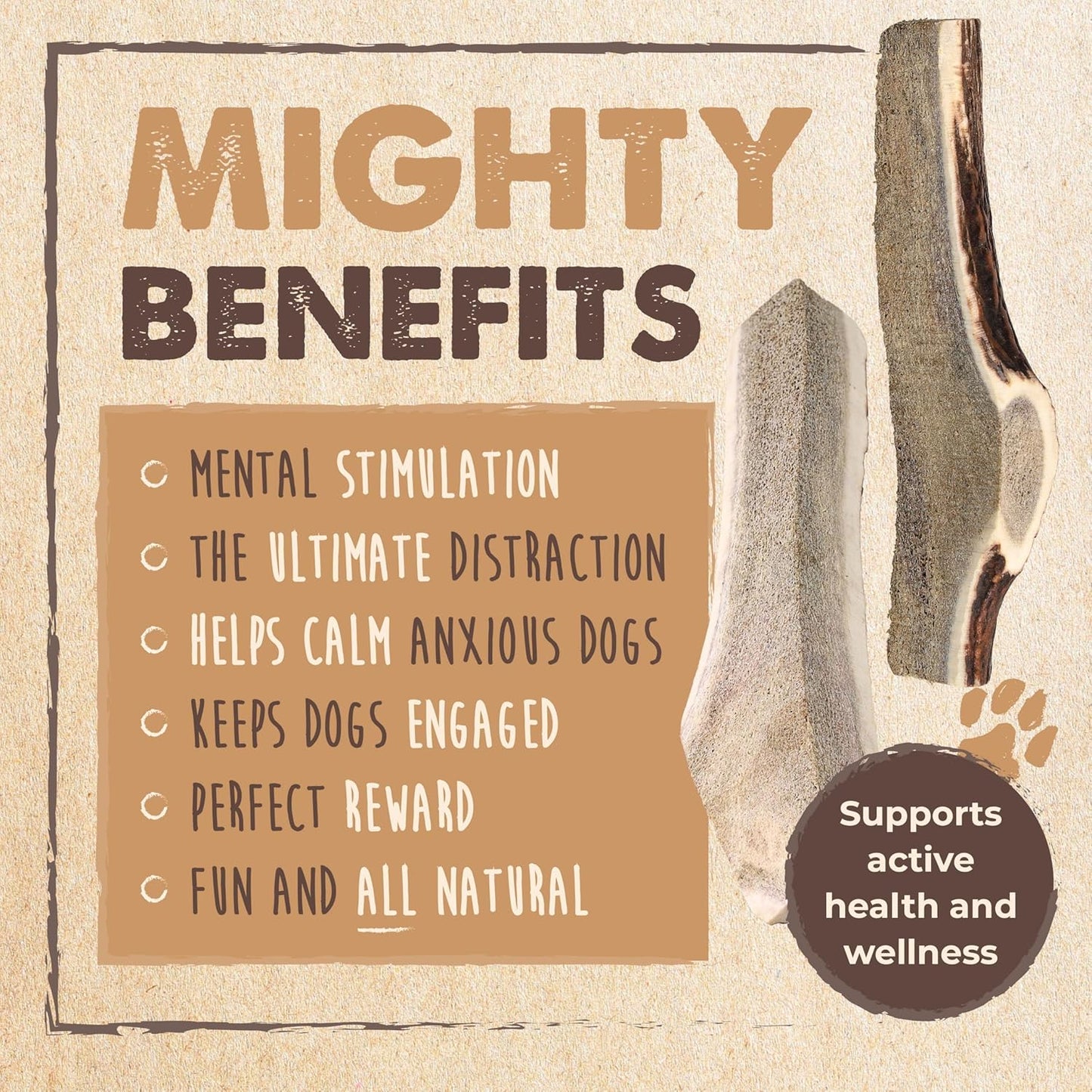 Mighty Paw Naturals Split Elk Antler for Dogs | USA Sourced, Long Lasting Chew for Aggressive Chewers – Low Odor, Natural Alternative to Dog Toys