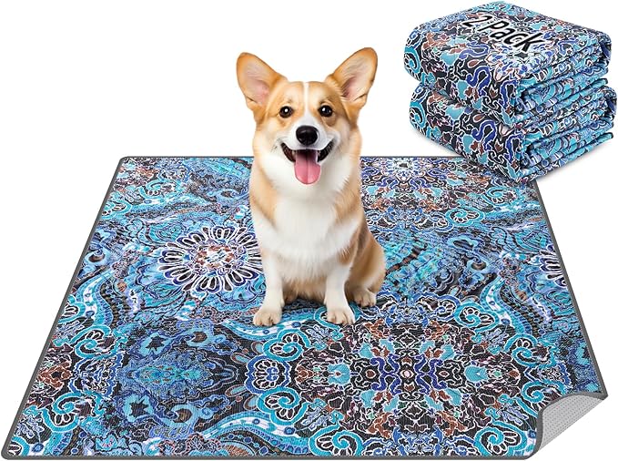 LOOBANI Washable Pee Pads for Dogs, 2 Pack Super Absorbent Reusable Puppy Pads Leakproof Dog Traning Pads, Waterproof Non-Slip Whelping Pad for Floor, Playpen, Crate, Couch-41 x41 (Green)