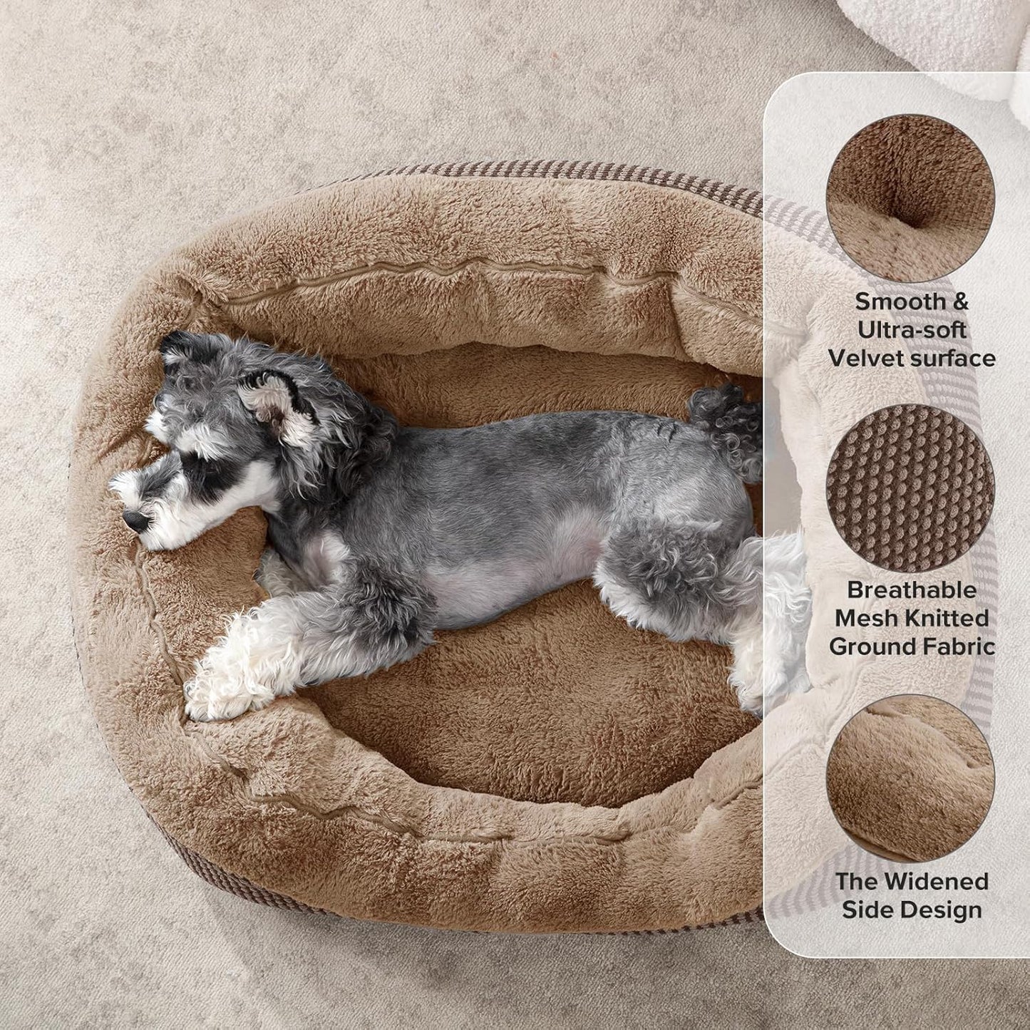 INVENHO Small Dog Bed Washable Orthopedic Calming Warming Durable Pet Bed with Anti-Slip Bottom