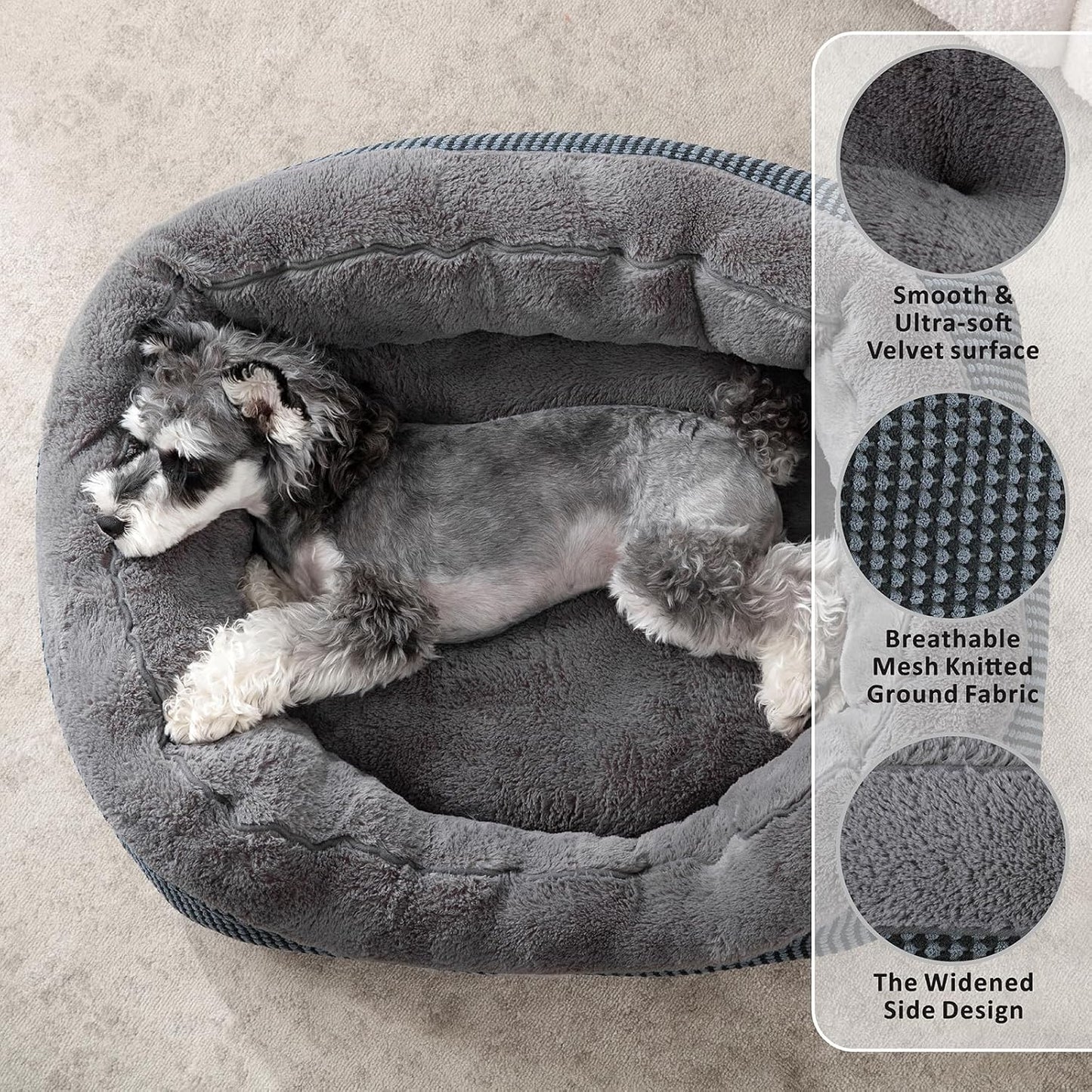 INVENHO Large Dog Beds Large Sized Dog Washable, Orthopedic Warming Soft Sleeping Puppy Bed Durable Pet Bed with Anti-Slip Bottom L(35"x25"x10")