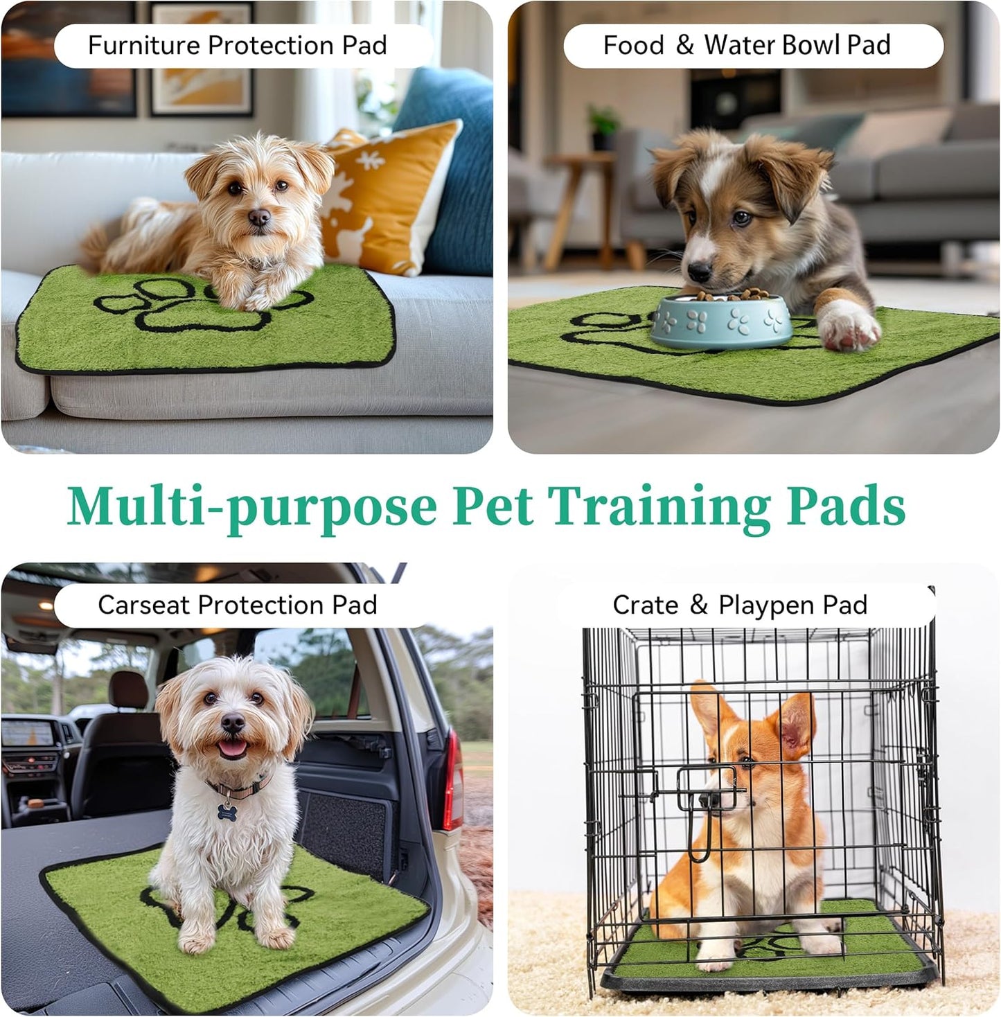 PatiencET Washable Pee Pads for Dogs, 18"x 24" Super Absorbent Reusable Puppy Pads for Pet Training, Housebreaking and Incontinence, 2 Pack Puppy Potty Pads with Leakproof Non-Slip Bottom