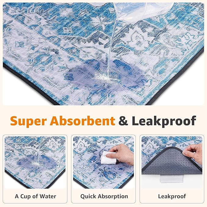 LOOBANI Washable Pee Pads for Dogs, 2 Pack Super Absorbent Reusable Puppy Pads Leakproof Dog Traning Pads, Waterproof Non-Slip Whelping Pad for Floor, Playpen, Crate, Couch-36 x48 (Blue)