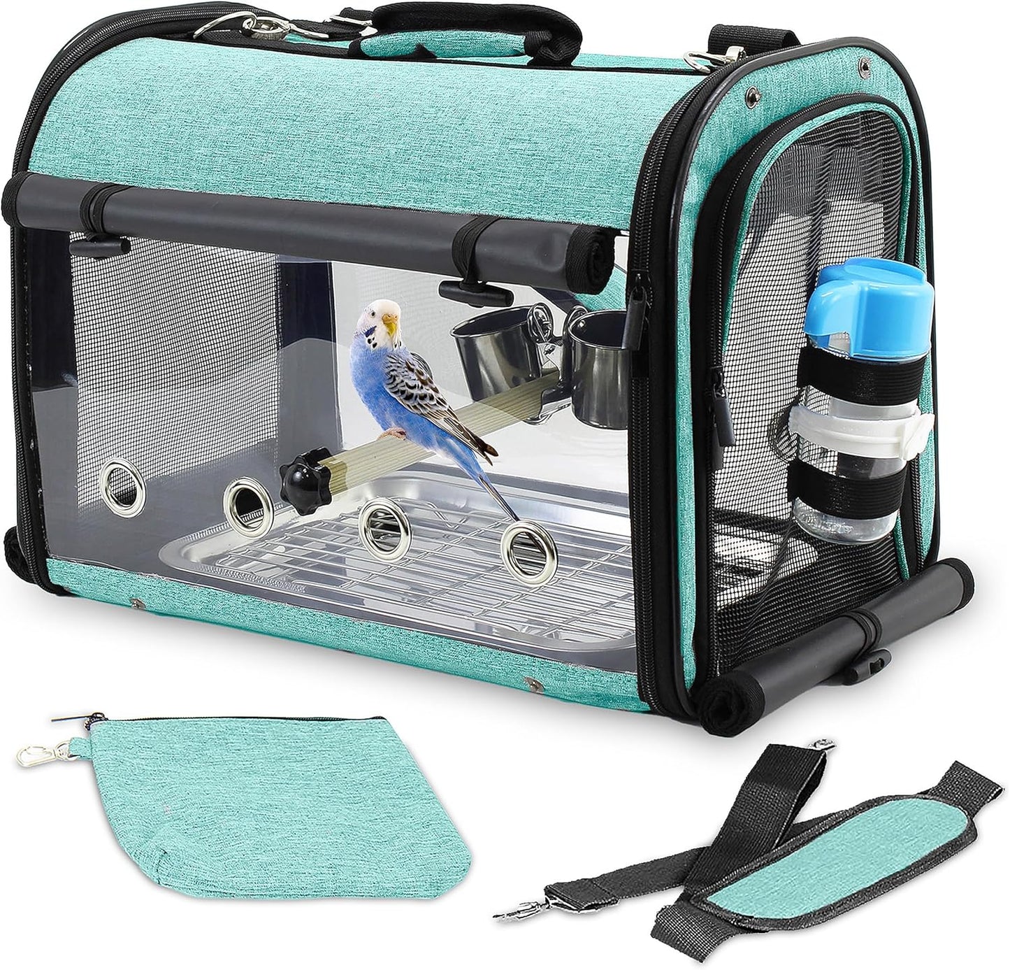 Bird Carrier Bag Bird Travel Cage with Stand, Lightweight Backpack for Parrot, Portable Bird Travel Bag, Pet Transparent Breathable Travel Cage