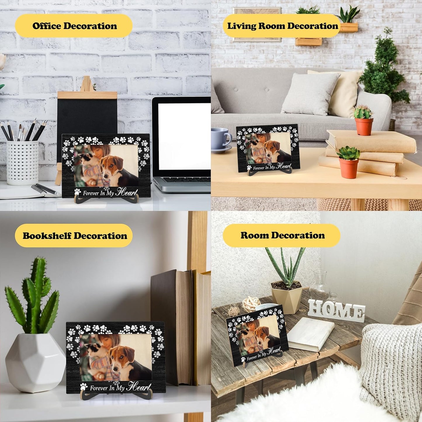 Pet Dog Cat Memorial Photo Frame - Forever In My Heart Wooden Tabletop Picture Frame With Stand - In Loving Memory Frame Sympathy Gift For Dog Cat Owner -61