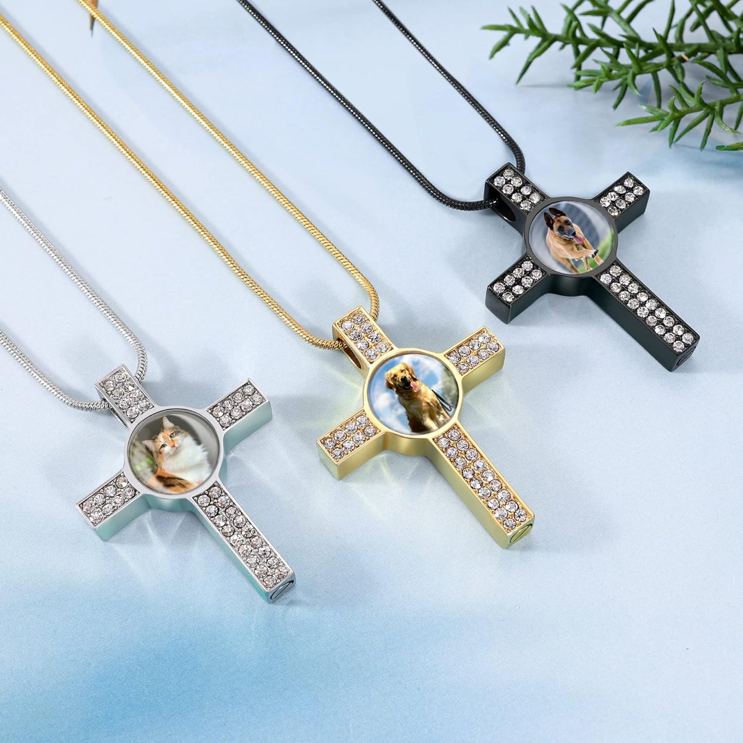 Farfume Personalized Pet Urn Necklace for Dog Cat Ashes Cremation Pet Memorial Customized Photo Text Engraving Pendant Keepsake Funeral Jewelry