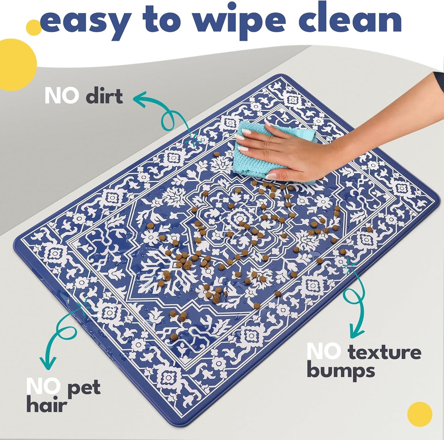 NALALAS Large Dog Mat for Food and Water, Cat Feeding Mat | Large Waterproof Dog Bowl Mat | Non-Slip Pet Food Mat for Floors | Pet Mats for Food and Water | Easy to Clean