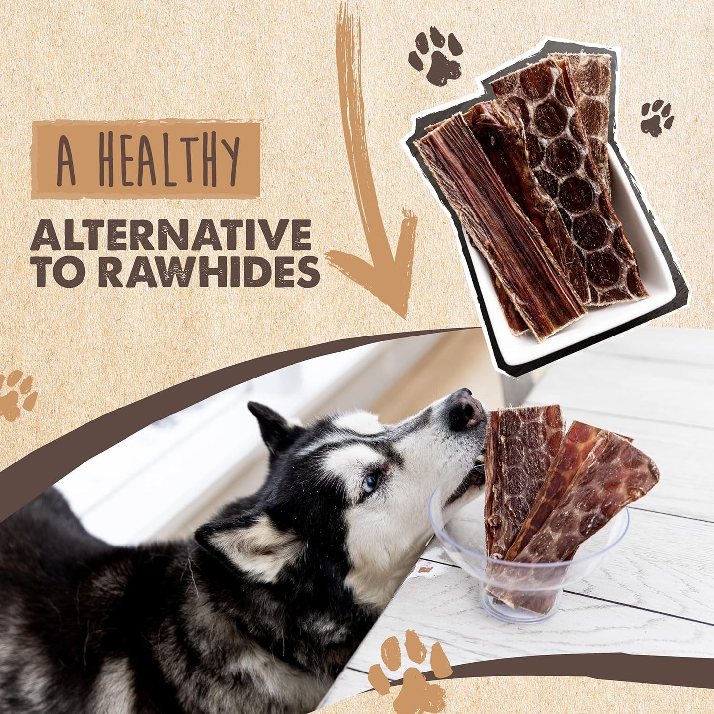Mighty Paw Naturals Beef Gullet Jerky for Dogs | 100% Natural Beef Gullet Sticks for Small, Medium and Large Breeds. Natural Treat for Large Pets, and Puppies. Dried Dog Treats 14 oz