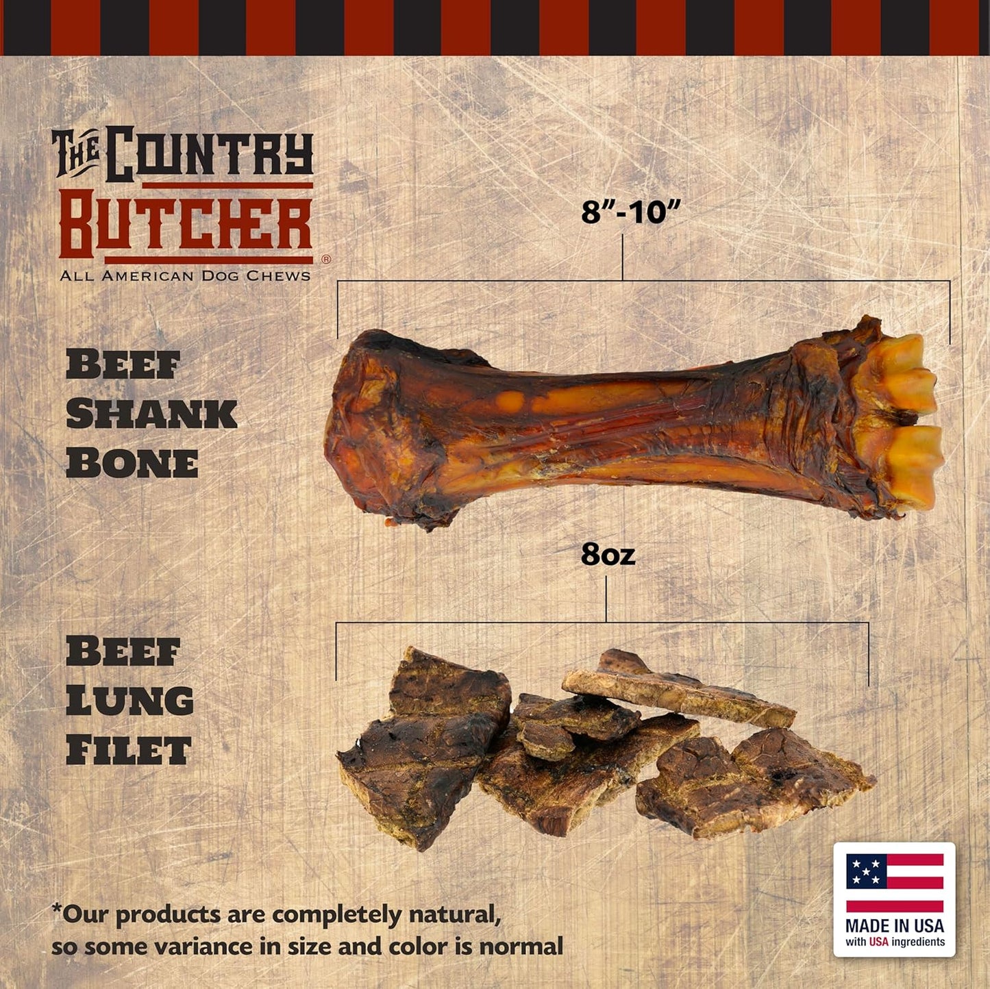 Beef Bone and 8oz Lung Dog Treat Bundle – 2 Shank and 8oz Filet