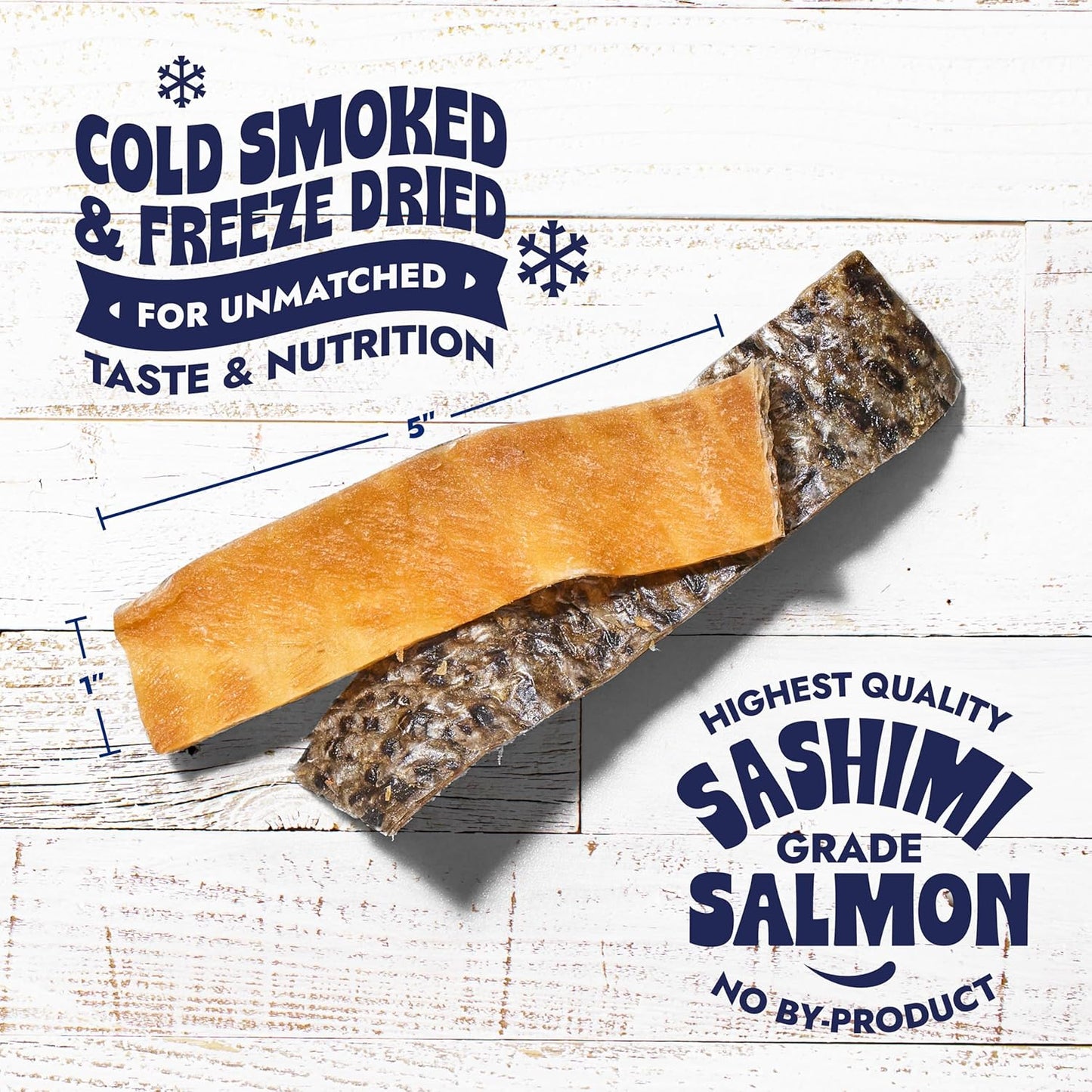 Finfare Freeze Dried Dog Treats, Salmon Skin Strips, Protein & Omega-3s, Grain Free Salmon Dog Training Treats, Crafted in USA, 9oz