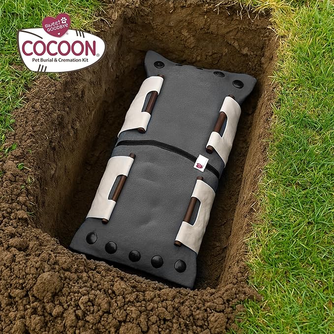 Cocoon® - Eco-Friendly Pet Burial & Cremation Ceremony Kit (Premium Wool) - Casket for Dogs and Cats (Choose Size & Color) (Large, Grey)