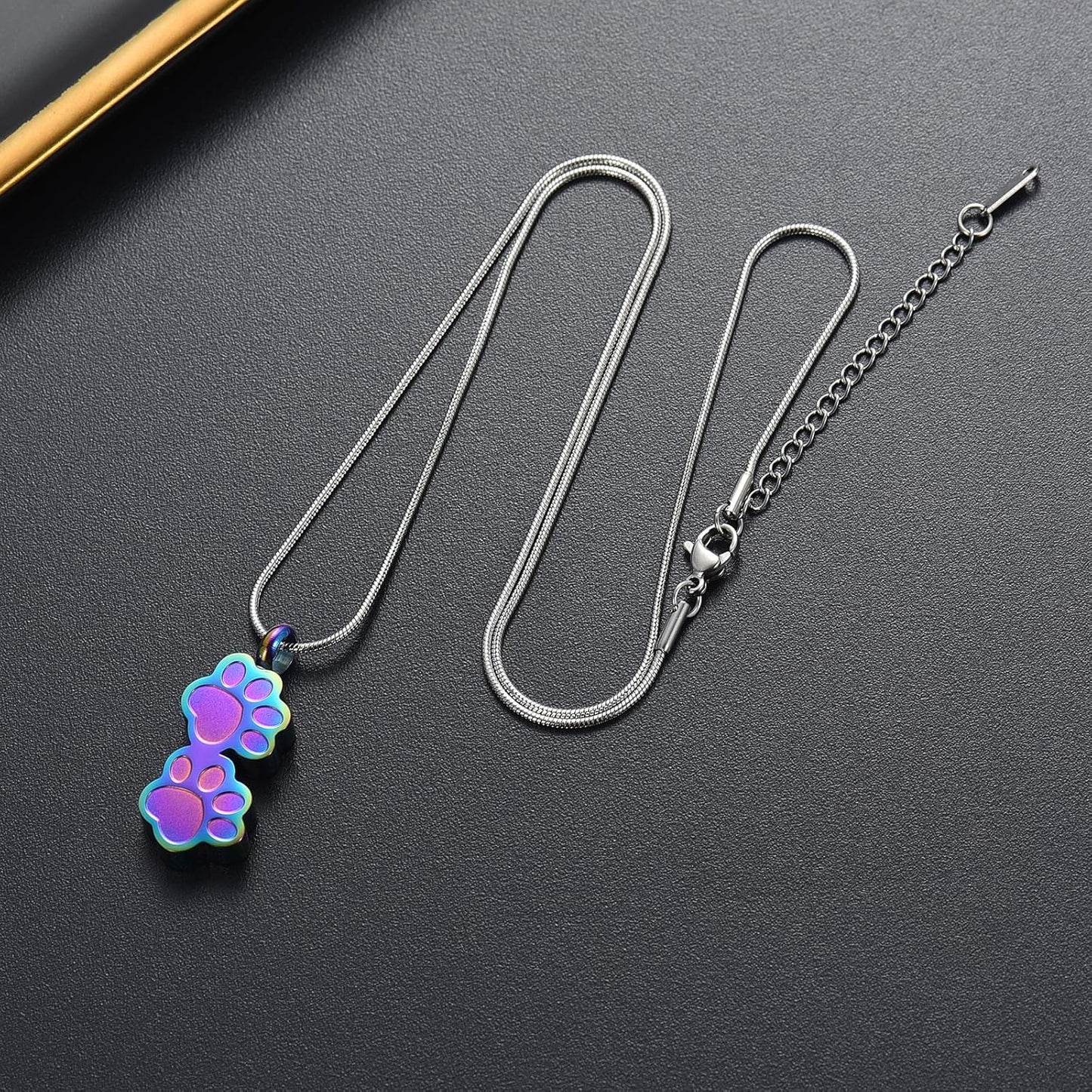 Pet Urns For Dogs/Cats - Pet Ashes Necklace - Paw Print Urn Necklace with Mini Keepsake Urn Memorial Ash Jewelry