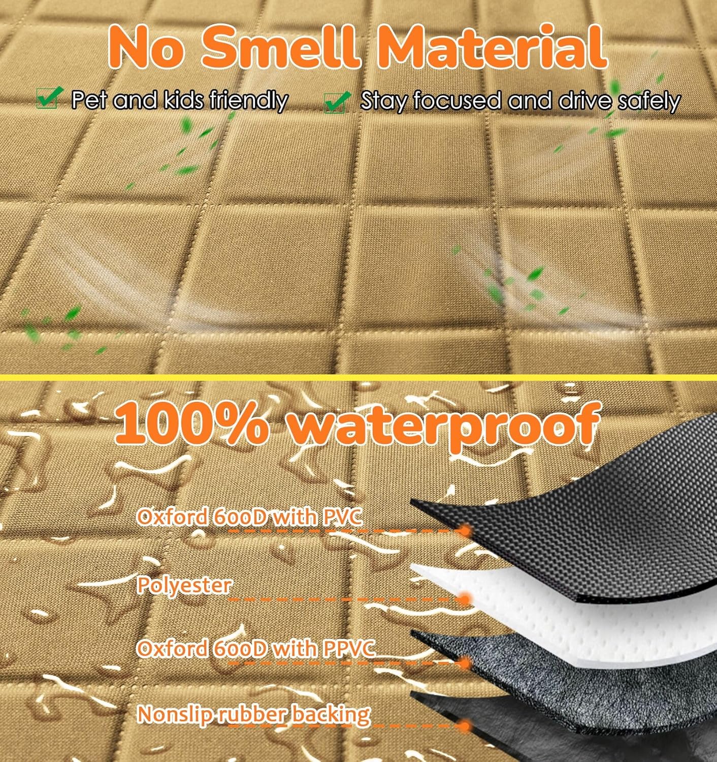 URPOWER Dog Car Seat Cover for Back Seat Waterproof Seat Cover Hammock 600D Heavy Duty Scratch Proof Nonslip Durable Soft Backseat Covers for Cars Trucks and SUVs