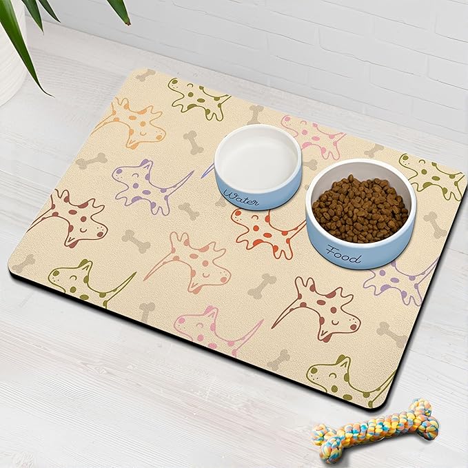 Pet Feeding Mat for Floors Waterproof Dog Mat for Food and Water Absorbent Quick Dry Non Slip mat for Cat Bowls