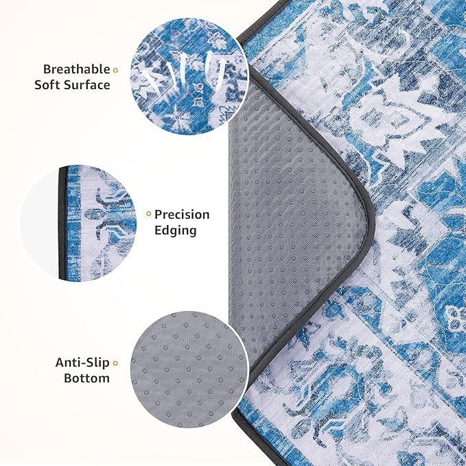 LOOBANI Washable Pee Pads for Dogs, 2 Pack Super Absorbent Reusable Puppy Pads Leakproof Dog Traning Pads, Waterproof Non-Slip Whelping Pad for Floor, Playpen, Crate, Couch-36 x48 (Blue)