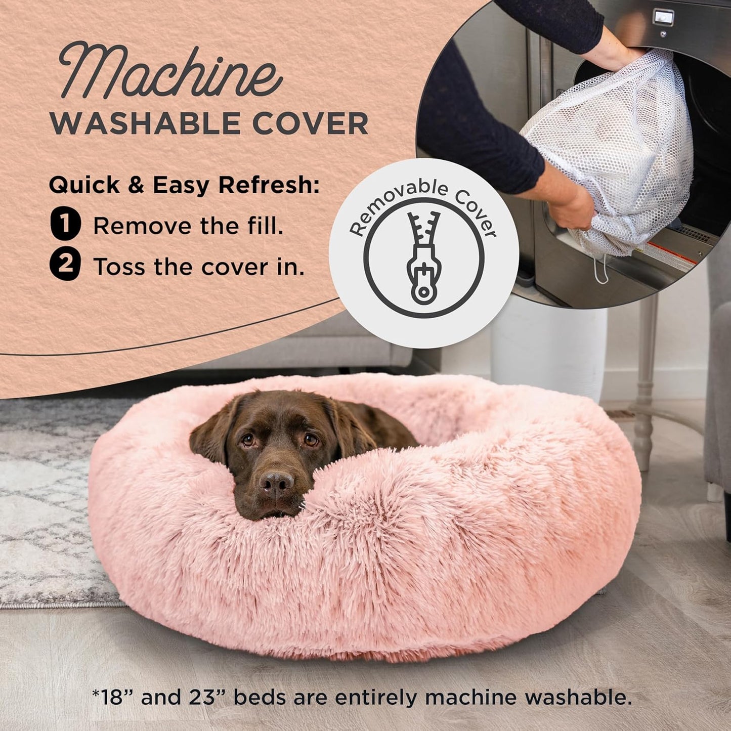 Best Friends by Sheri Bundle Set The Original Calming Shag Donut Cuddler Cat and Dog Bed + Pet Throw Blanket, Cotton Candy Pink, Large, 36x36