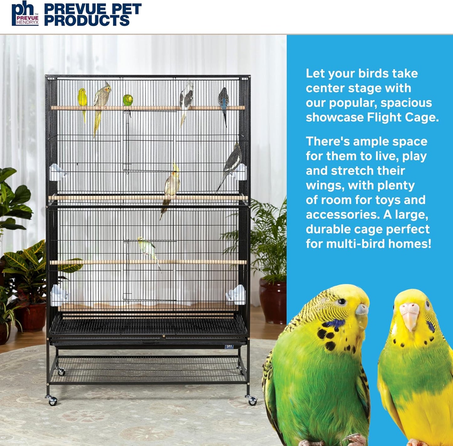Prevue Hendryx F050 Pet Products Wrought Iron Flight Cage, X-Large, Hammertone Black