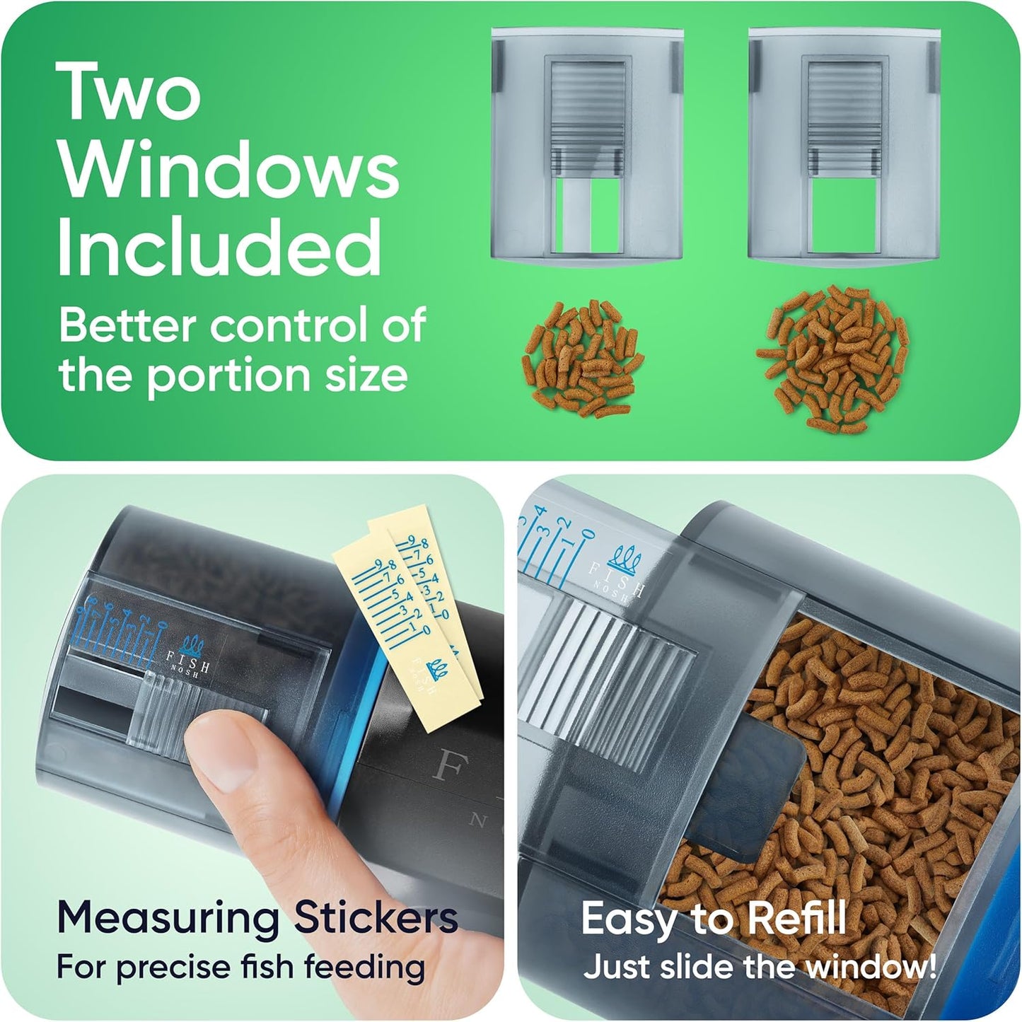 FISHNOSH Automatic Fish Feeder for Aquarium with Digital Thermometer - 2025 Auto Fish Food Dispenser Programmable, Vacation Feeder for Fish, Adjustable Portions, Auto Fish Feeder for Small & Big Tanks