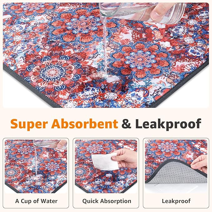 LOOBANI Washable Pee Pads for Dogs, 2 Pack Super Absorbent Reusable Puppy Pads Leakproof Dog Traning Pads, Waterproof Non-Slip Whelping Pad for Floor, Playpen, Crate, Couch-36 x36 (Red Flower)