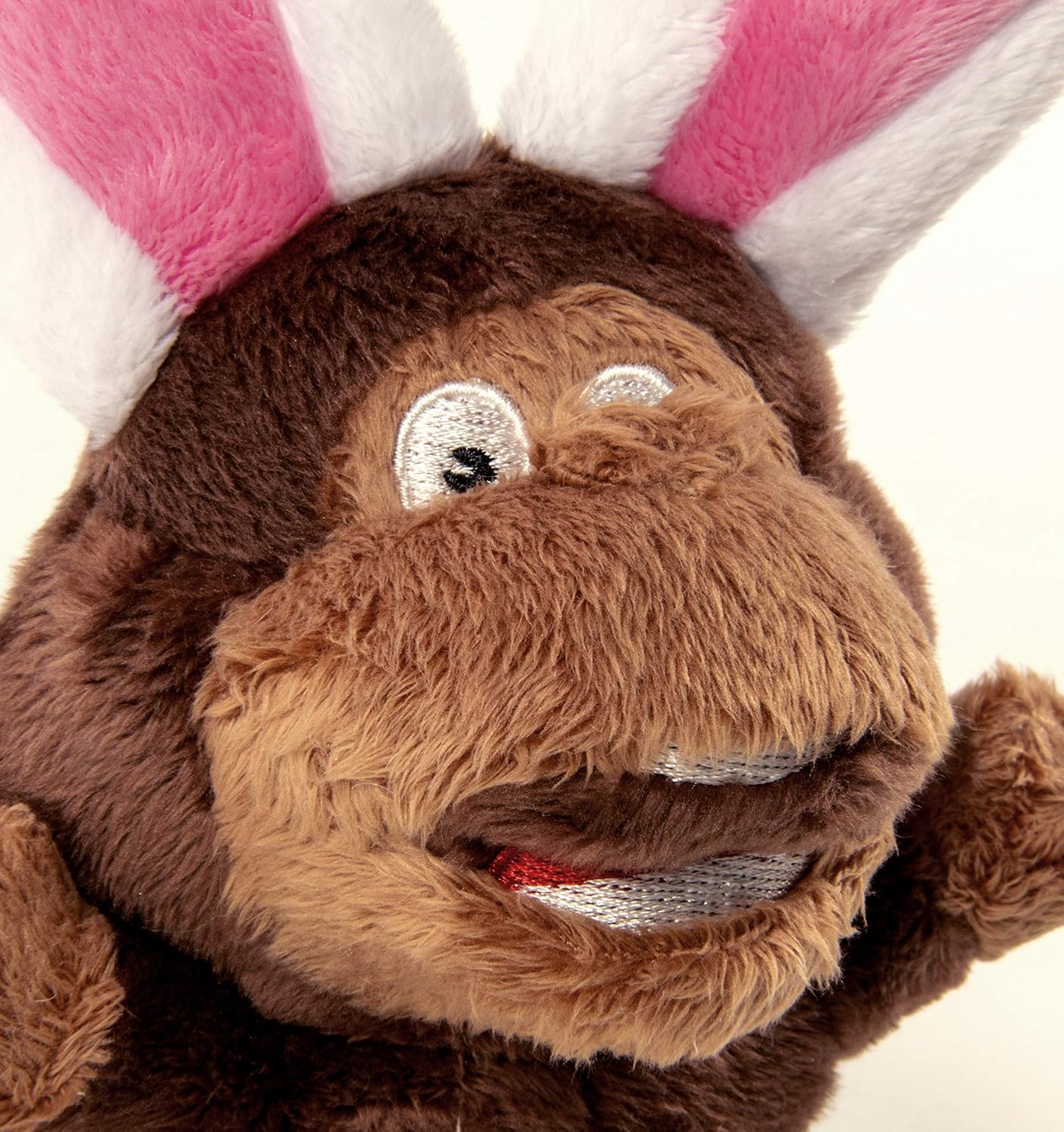 goDog Flips Monkey-Rabbit Silent Squeak Plush Dog Toy, Chew Guard Technology - Brown, Small