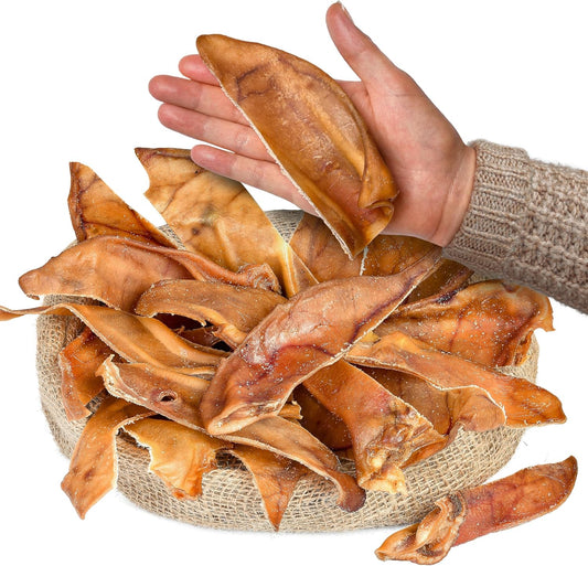 Natural Half Pig Ear Chews (20 Count Pack of 1)| Rawhide-Free | Single Ingredient | Dental Treat