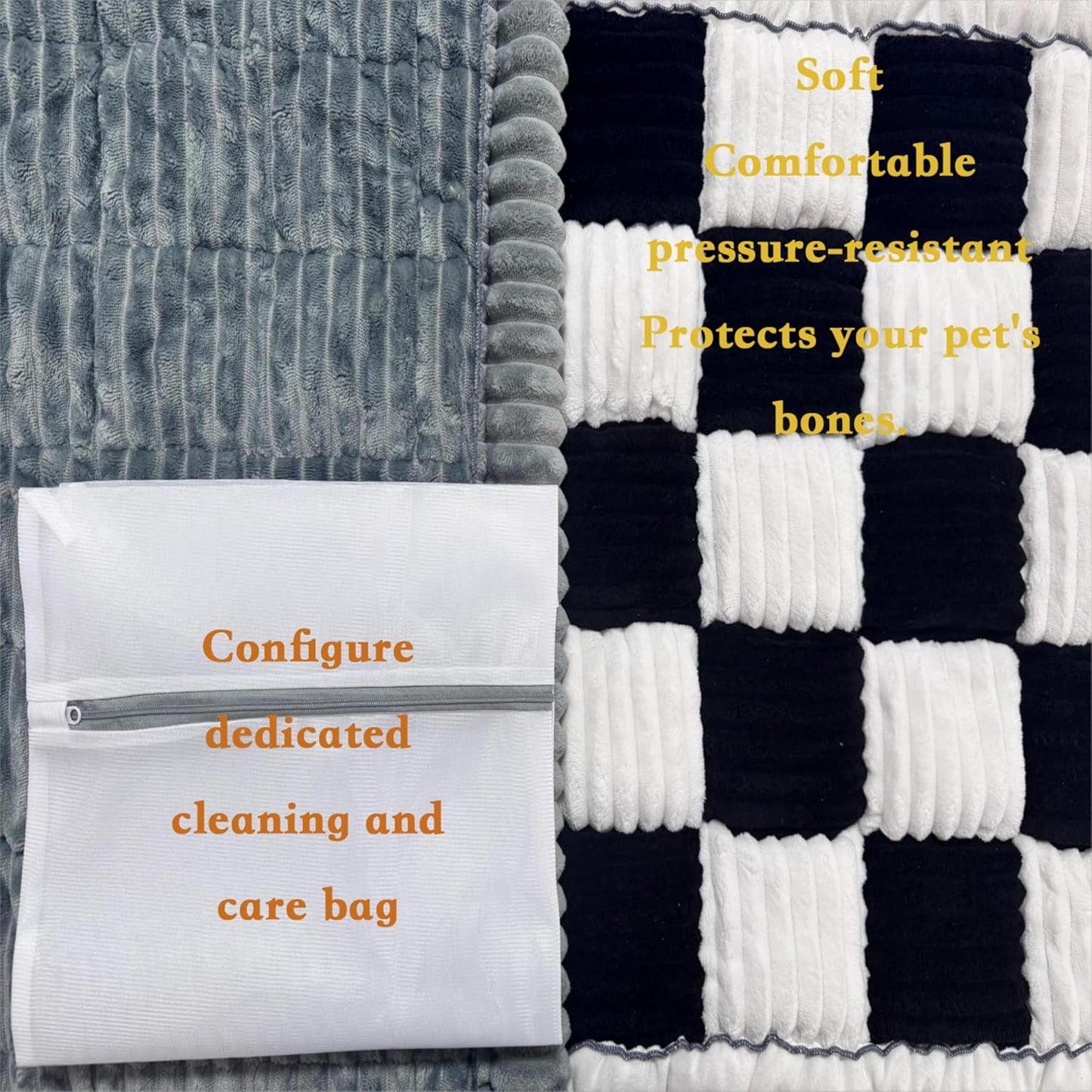 Backseat Pet Bed Mat, 23.62 inch x 51 inch. Anti Slip Pet Travel Dog Bed，Plaid Dog Bed for Car Back Seat, Custom Fit for Backseat Extenders and Seat Covers (Black, 1)