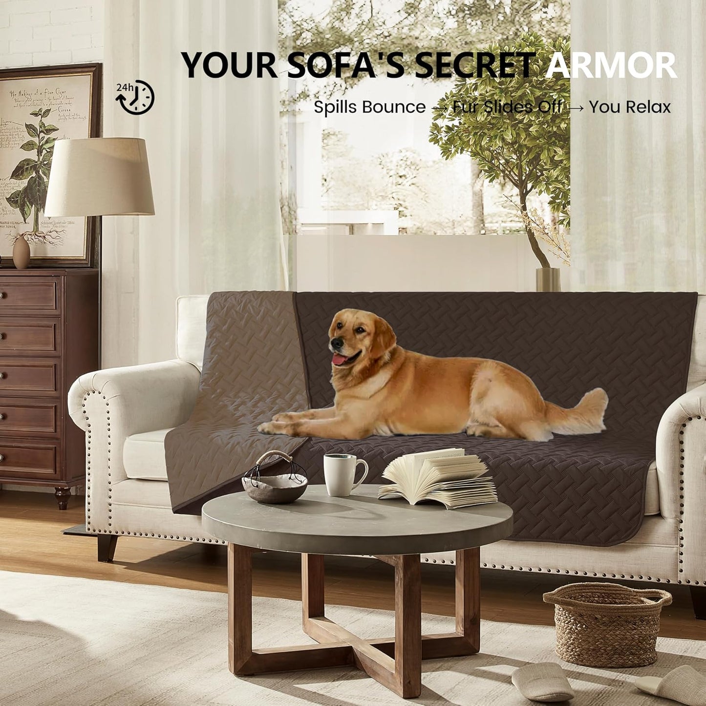 gogobunny 100% Double Sided Waterproof Dog Blanket Soft Pet Bed Cover Reversible Protect Furniture Couch Sofa Car for Puppy Cat (Dark Coffee/Light Coffee, 30x70 Inch (Pack of 1))