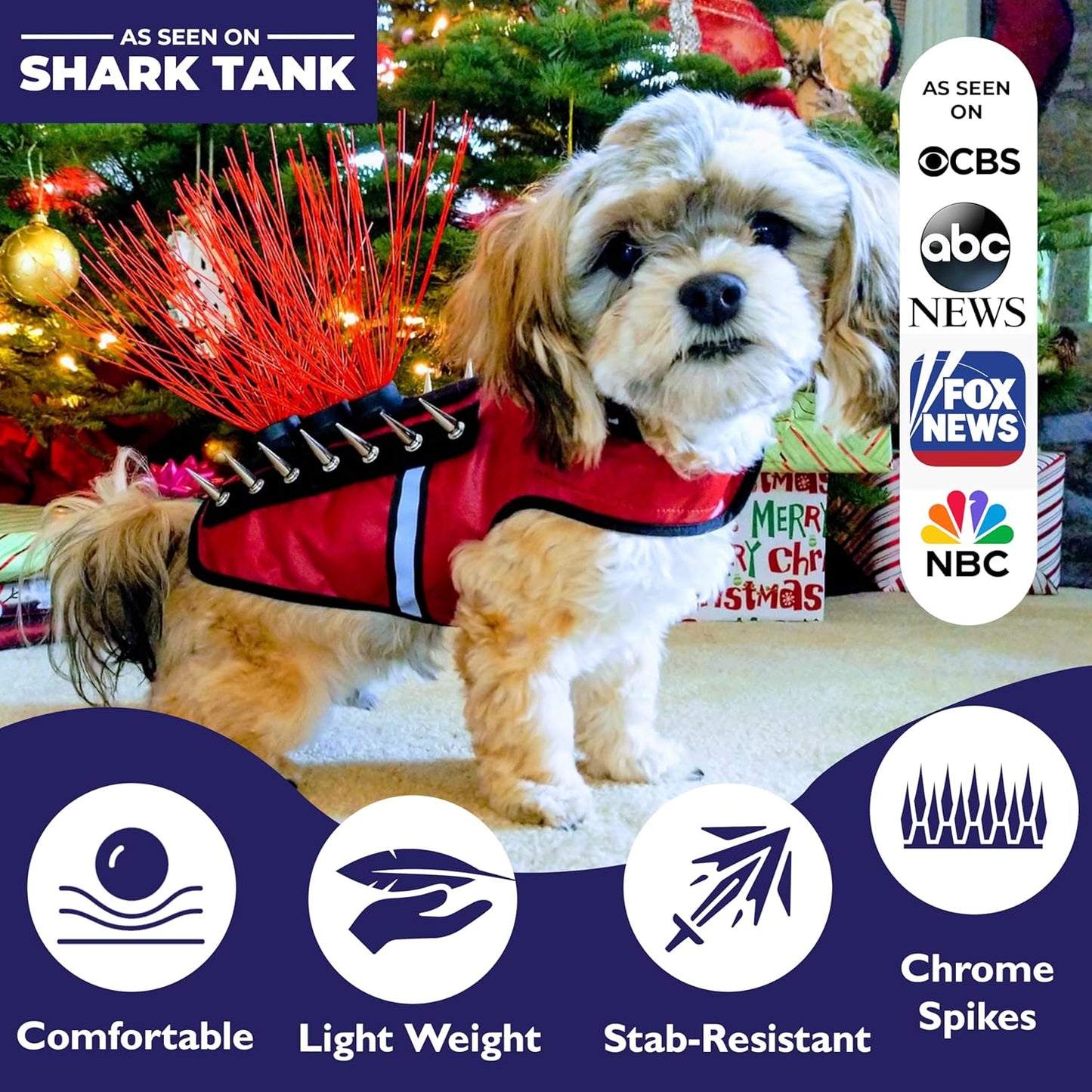 CoyoteVest SpikeVest Dog Harness Vest for Small Dogs, Reflective Dog Vest with Spikes to Shield Your pet from Coyotes, Raptor and Animal Attacks, Anti Hawk Vest, Made in USA (S-Royal Blue)