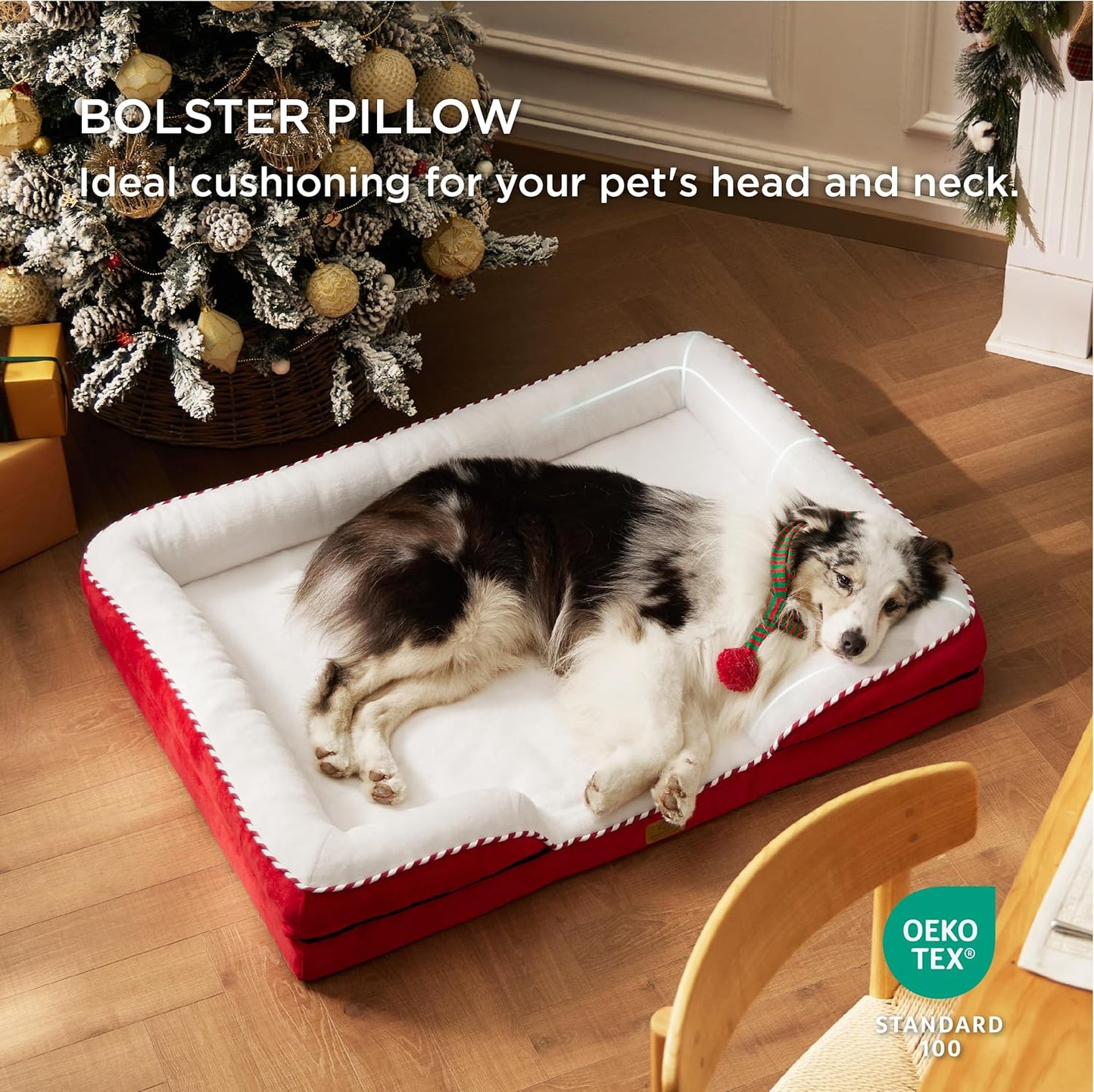 Bedsure XL Orthopedic Dog Bed for Extra Large Dogs - Washable XLarge Dog Cat Bed Waterproof, Comfort Dogs Couch Sofa with Washable Removable Cover, Pet Bed with Nonskid Bottom, Red, 42"