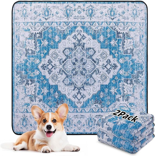 LOOBANI Washable Pee Pads for Dogs, 2 Pack Super Absorbent Reusable Puppy Pads Leakproof Dog Traning Pads, Waterproof Non-Slip Whelping Pad for Floor, Playpen, Crate, Couch-36 x36 (Blue)