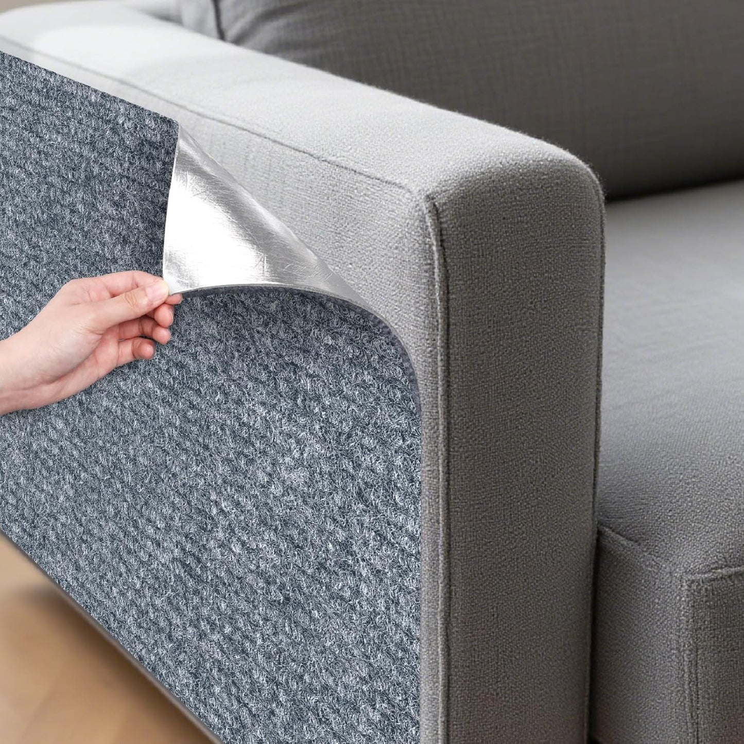ICOOP 15.8"×160" Anti Scratch Furniture Protector Light Grey Cat Wall Scratcher Self Adhesive Couch Corner Protectors for Cats Sofa Cat Scratcher Protection DIY Scratch Mat for Claws Scratching