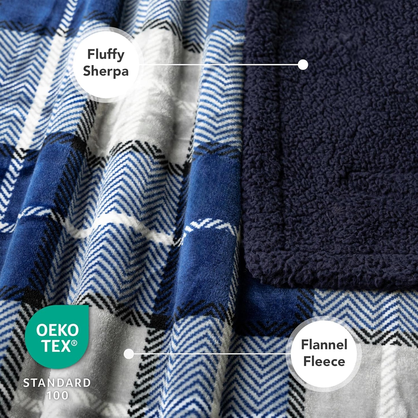 PetAmi Dog Blanket for Medium Large Dogs, Pet Bed Blanket Cat Puppy Kitten, Fleece Furniture Couch Cover Protector Sofa Car, Soft Sherpa Dog Throw Plush Reversible Washable, 40x60 Plaid Navy Blue