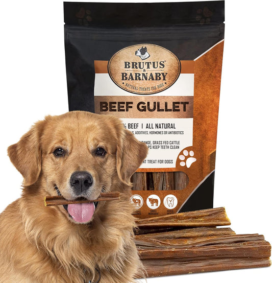 Gullet Sticks for Dogs, All Natural Single Ingredient Beef Jerky Chews, Healthy Beef Gullet Sticks, Naturally Occurring Glucosamine & Chondroitin, Can Help Joint Function for Puppies or Senior Dogs